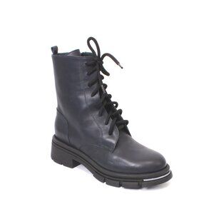 Vernissage 48239c Navy Blue Leather Zip-Up Lace-Up Ankle Boots